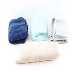 Lot of 4 Bath Towels Blue Gray Beige Mixed Colors