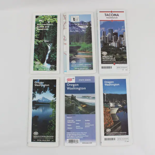 Lot of 6 AAA Vintage Pacific Northwest Maps Oregon Washington