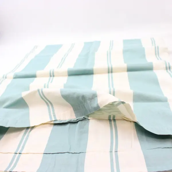 White Blue Floral Stripe Reversible Queen Duvet Cover Set