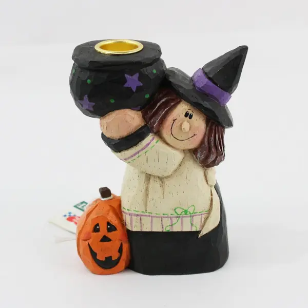 Midwest of Cannon Falls Eddie Walker Halloween Witch Candleholder Pumpkin Fig 6"