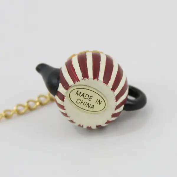 Gold Tone Heart Tea Bag Steeper with Teapot Charm