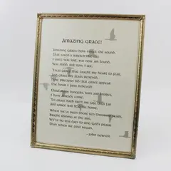 Amazing Grace Poem Print John Newton Ornate Gold Frame 14x11" 
