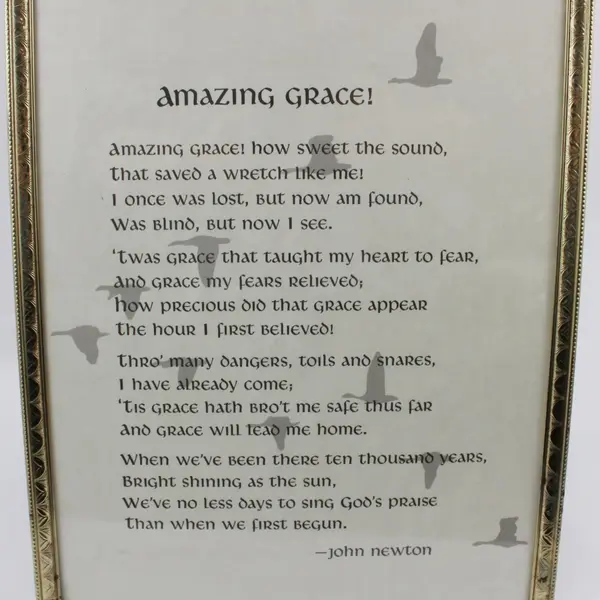 Amazing Grace Poem Print John Newton Ornate Gold Frame 14x11" 