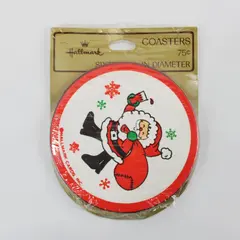 16 Vintage Hallmark Santa Paper Coasters 3.25 in 75xC039