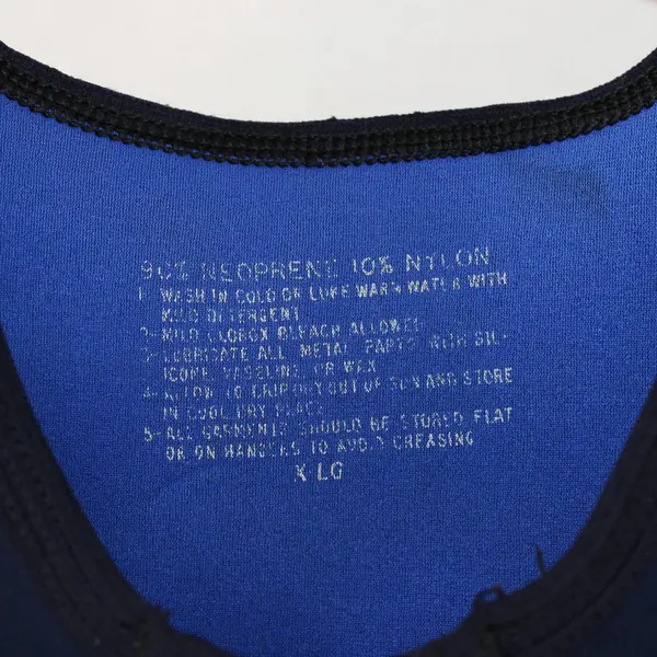Navy Blue Sleeveless Neoprene Nylon Wetsuit Killer Whale Emblem XLG