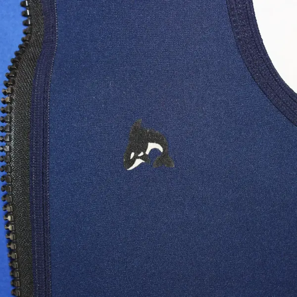 Navy Blue Sleeveless Neoprene Nylon Wetsuit Killer Whale Emblem XLG