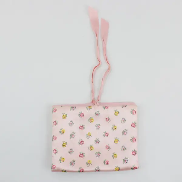 Vintage Leda Pink Floral Satin Handkerchief Pouch Pre-Owned