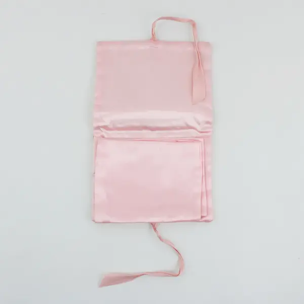 Vintage Leda Pink Floral Satin Handkerchief Pouch Pre-Owned