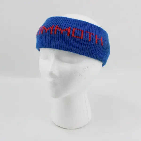 Vintage Mammoth Ski Area Blue Knit Headband Red Lettering