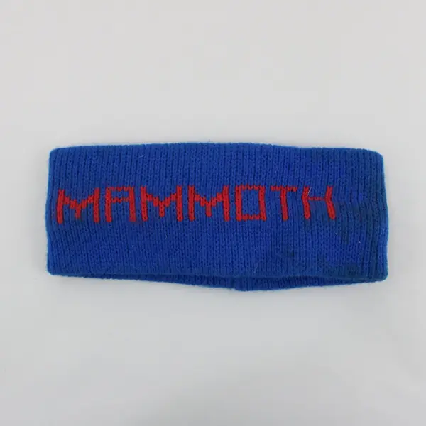 Vintage Mammoth Ski Area Blue Knit Headband Red Lettering