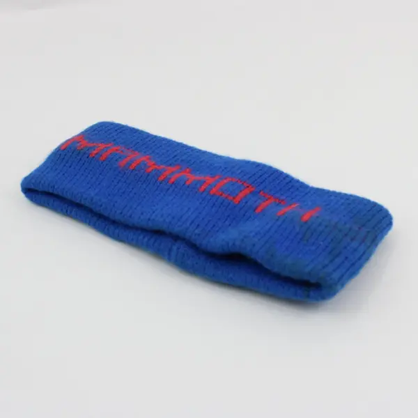 Vintage Mammoth Ski Area Blue Knit Headband Red Lettering