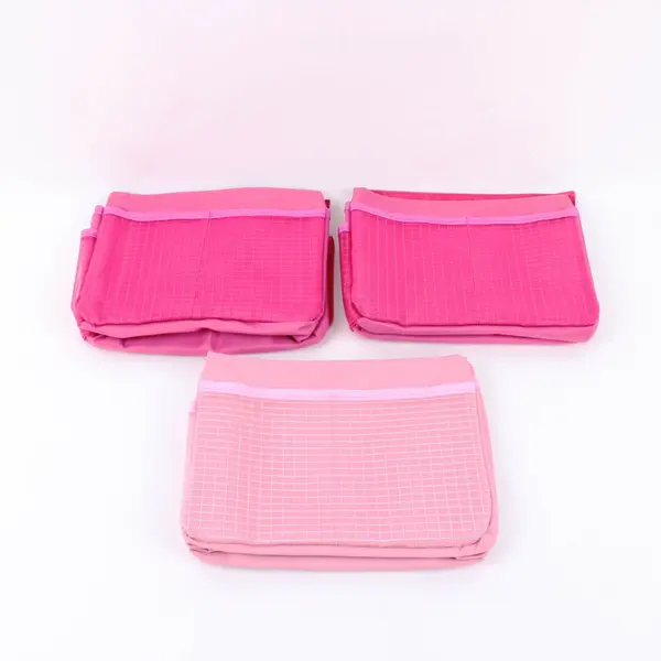 Lot of 3 Pink Foldable Multi-Pocket Makeup Pouches Organizer Bags