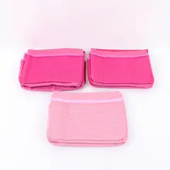 Lot of 3 Pink Foldable Multi-Pocket Makeup Pouches Organizer Bags