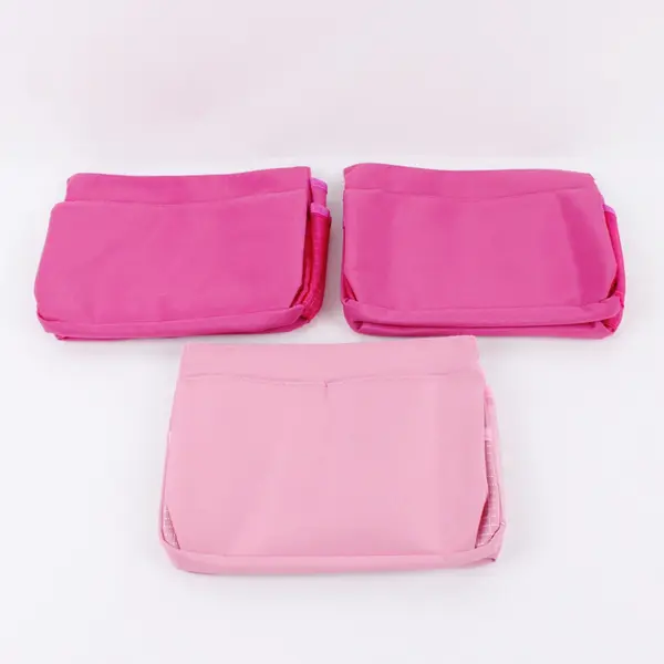 Lot of 3 Pink Foldable Multi-Pocket Makeup Pouches Organizer Bags