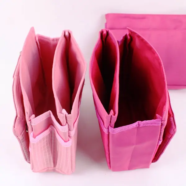 Lot of 3 Pink Foldable Multi-Pocket Makeup Pouches Organizer Bags