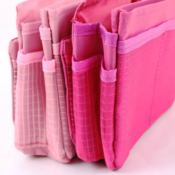 Lot of 3 Pink Foldable Multi-Pocket Makeup Pouches Organizer Bags