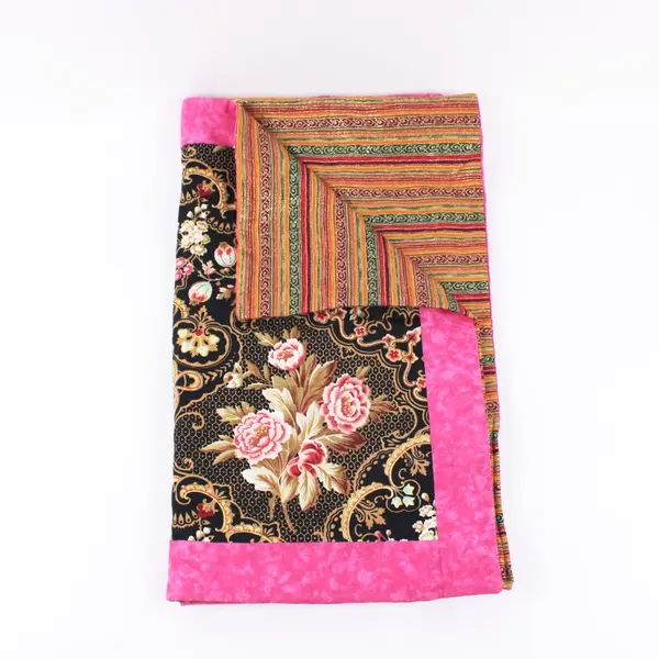 Multicolor Pink Rose Rococo-Inspired Table Runner 18 x 43 in