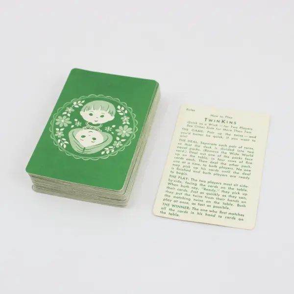 Vintage 1950s Twin Kins Arrco Card Game Complete 41 Cards Box Rules