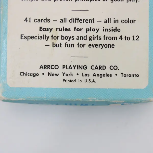 Vintage 1950s Twin Kins Arrco Card Game Complete 41 Cards Box Rules