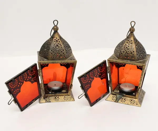 Pier 1 Imports Moroccan Style Metal Candle Lantern Pair