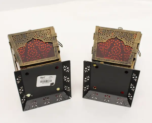 Pier 1 Imports Moroccan Style Metal Candle Lantern Pair