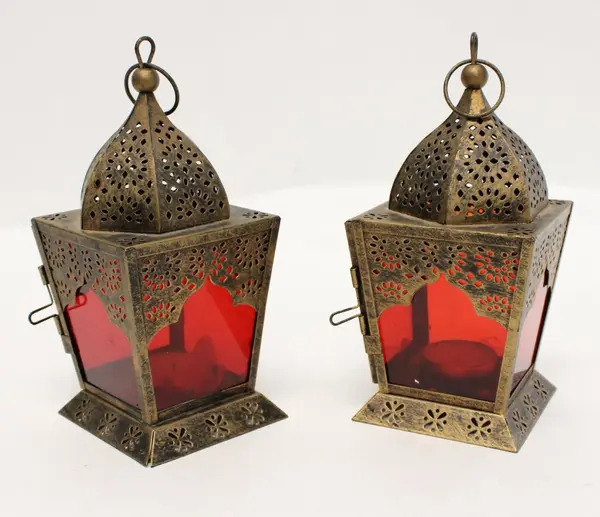 Pier 1 Imports Moroccan Style Metal Candle Lantern Pair