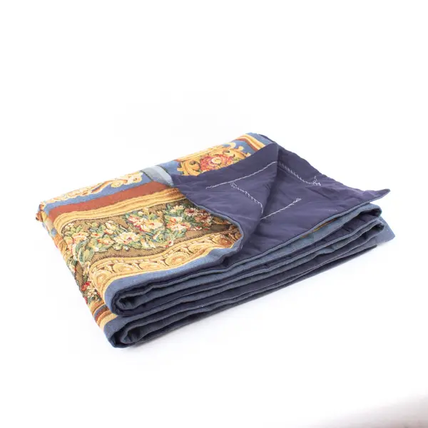 Blue & Tan Rococo Style Tapestry Wall Hanging 65 x 55 in