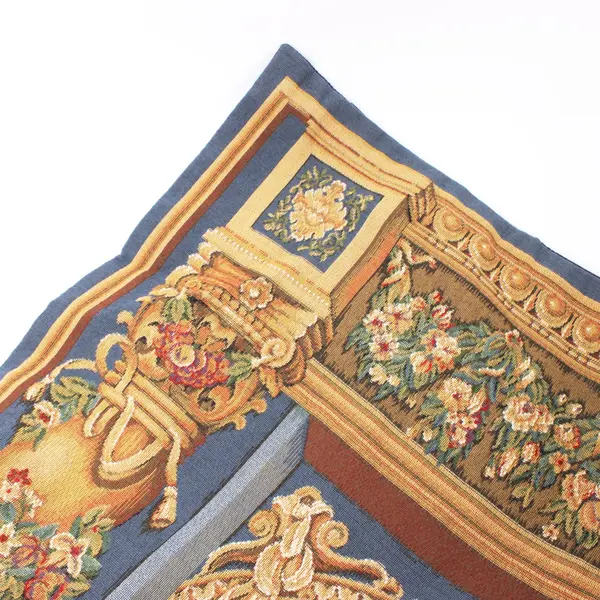 Blue & Tan Rococo Style Tapestry Wall Hanging 65 x 55 in
