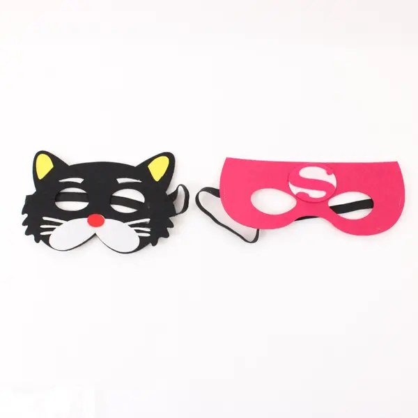 2 Foam Costume Masks Cat & Red Superhero Party Dress Up