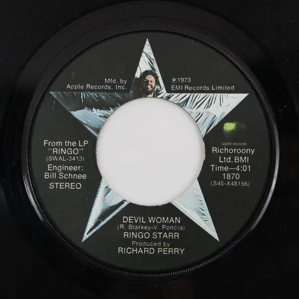 Ringo Starr You're Sixteen / Devil Woman 7" Vinyl Record Apple Records