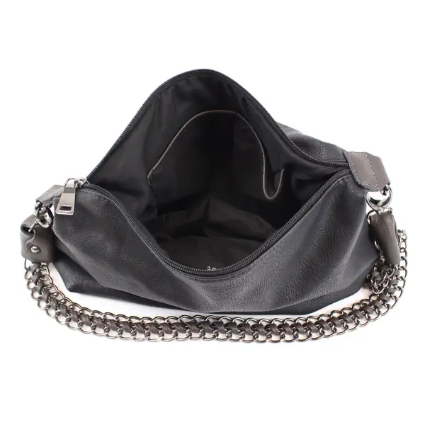 Black Rivet Women's Black Faux Leather Crossbody Purse Chain Strap