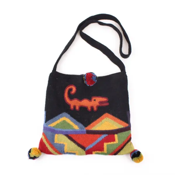 Tabask Multicolor Alpaca Blend Knit Crossbody Purse Peru