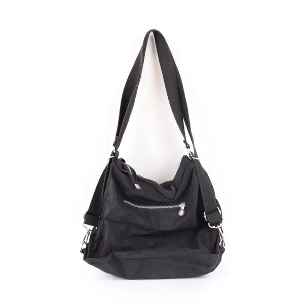 Jinqiaoer Black Multi-Pocket Shoulder Bag Purse