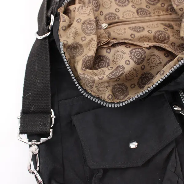 Jinqiaoer Black Multi-Pocket Shoulder Bag Purse