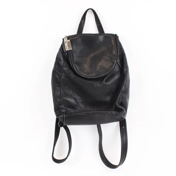 Tignanello Small Black Leather Backpack 10 Inch Compact
