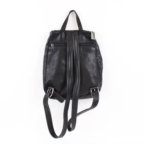 Tignanello Small Black Leather Backpack 10 Inch Compact