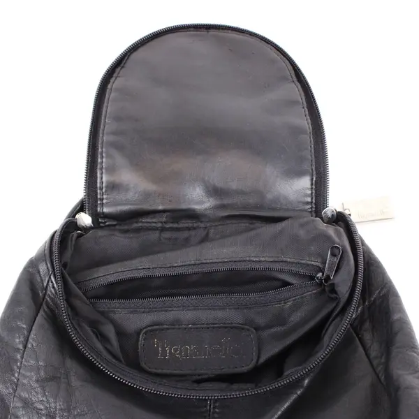 Tignanello Small Black Leather Backpack 10 Inch Compact