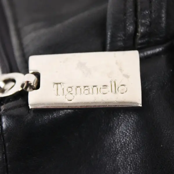 Tignanello Small Black Leather Backpack 10 Inch Compact