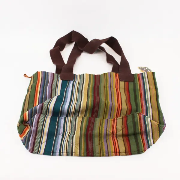 NOVICA Multicolor Striped Cotton Tote Bag Open Top