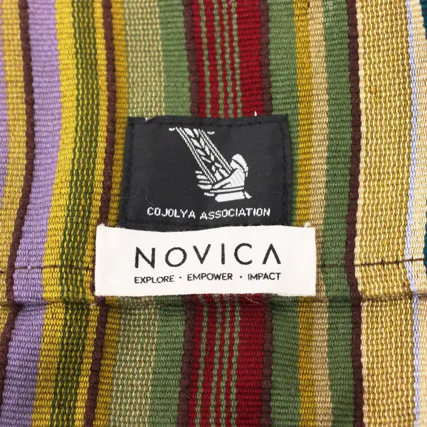 NOVICA Multicolor Striped Cotton Tote Bag Open Top
