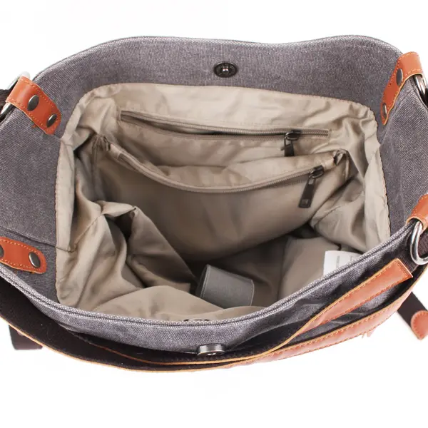 Shangri-La Gray Canvas Women's Shoulder Bag Purse