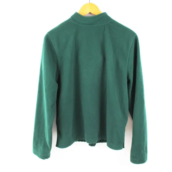 Basic Editions Women's Large Dark Green Cable Knit Fleece 1/4-Zip Pullover