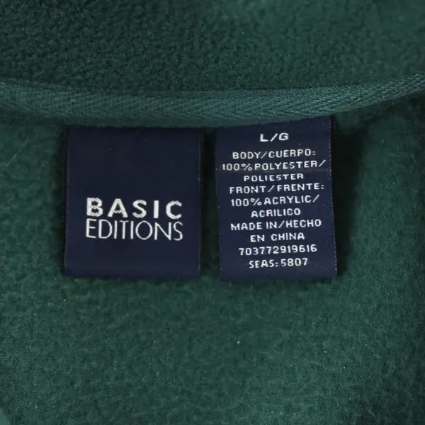 Basic Editions Women's Large Dark Green Cable Knit Fleece 1/4-Zip Pullover