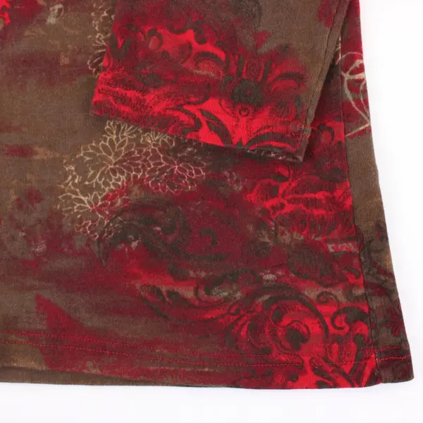 Christopher & Banks Women's Medium Red Brown Olive 3/4 Sleeve Shirt