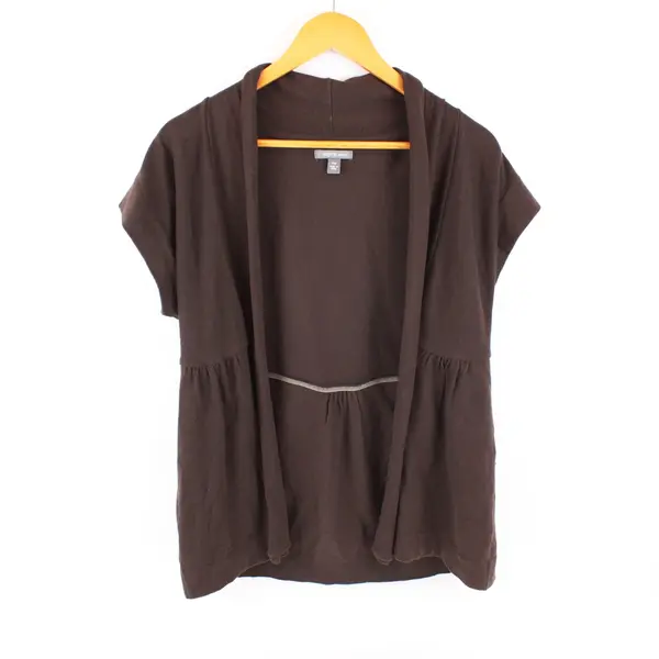 Apt. 9 Women's Brown Open Front Knit Shrug Short Sleeve PM