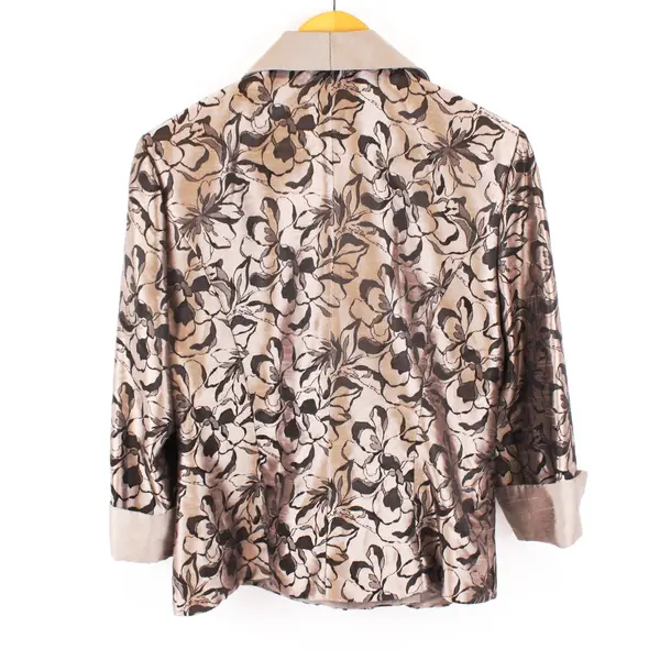 R&M Richards Women's Floral Blazer 3/4 Sleeve Brown Taupe Size 8