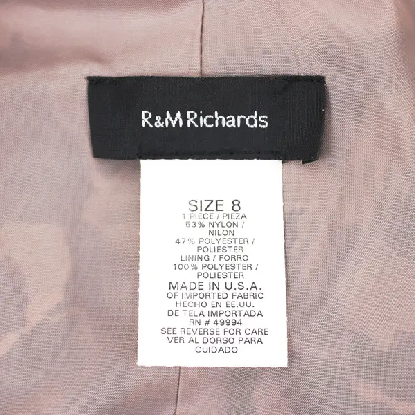 R&M Richards Women's Floral Blazer 3/4 Sleeve Brown Taupe Size 8