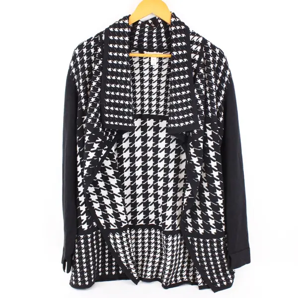 Dana Buchman Women's Small Black White Houndstooth Cardigan