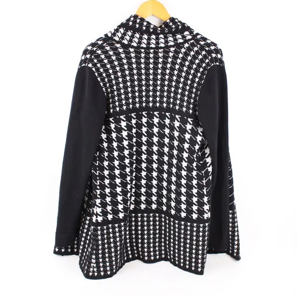 Dana Buchman Women's Small Black White Houndstooth Cardigan