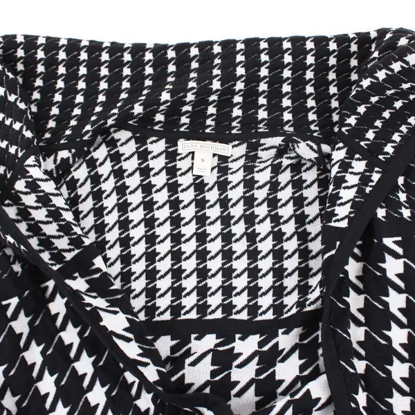 Dana Buchman Women's Small Black White Houndstooth Cardigan